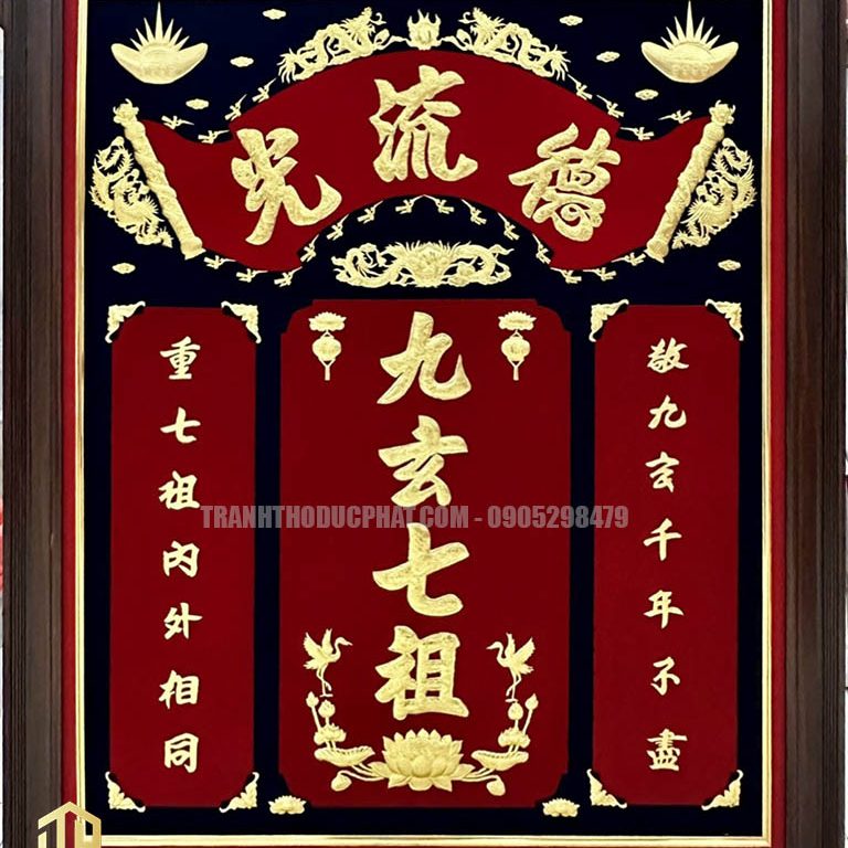 tranh thờ đức lưu quang cửu huyền thất tổ chữ Hán