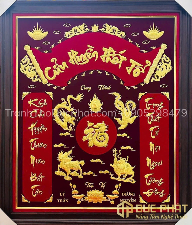 Tranh Thờ Bộ Tứ Linh Long Lân Quy Phụng